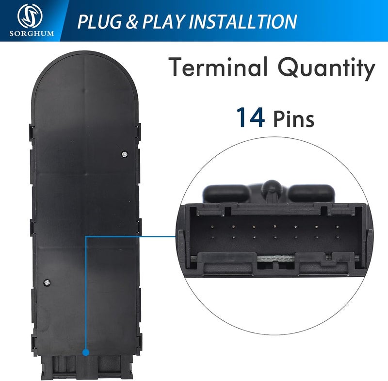 Sorghum Power Seat Switch - Driver Side Adjustment Switch Control LH/RH Compatible with 1997 1998 1999 2000 2001 2002 2003 2004 Chevrolet C5 Corvette 14 Pins Replace# 12135158 - Image 5